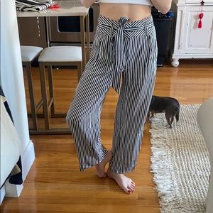 AYR Black and White Striped Cropped Pants